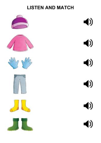 Winter clothes - listen and match