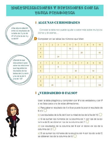 Multiplicaciones y divisiones con la tabla pitagórica