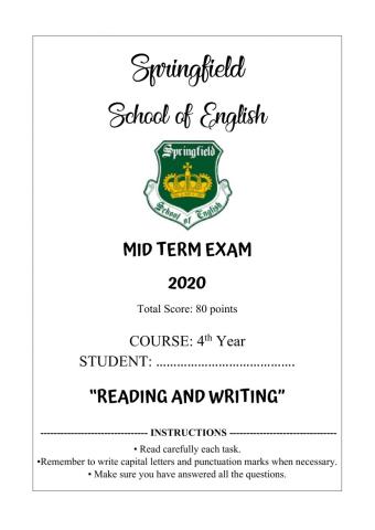 00. 4th Year - WRITING - Mid term test