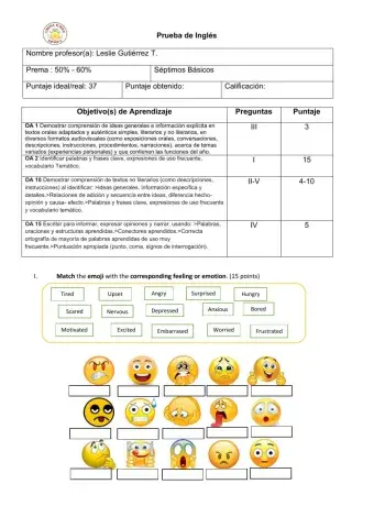 English Test 7th grade
