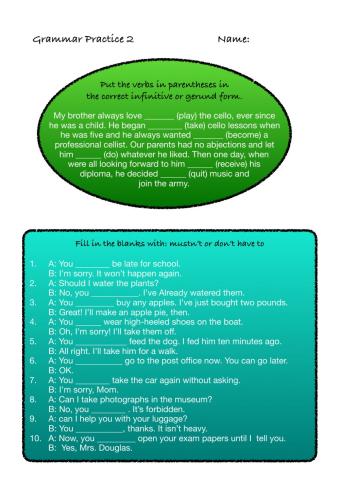 Infinitive- Gerund - Modals verbs