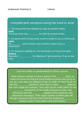 Phrasal Verbs- Word formation