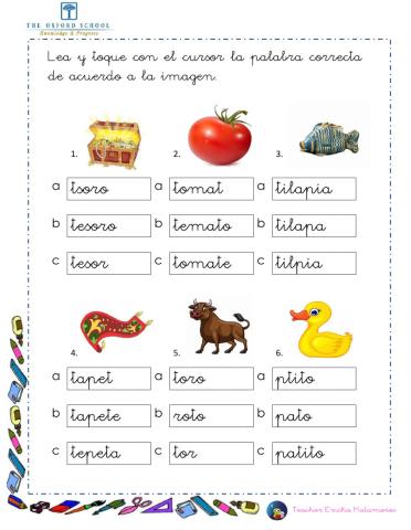 Reconocer palabras con t