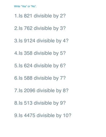 Divisibility Rules