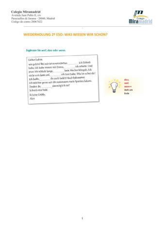 Nebensatz: dass, wenn, weil