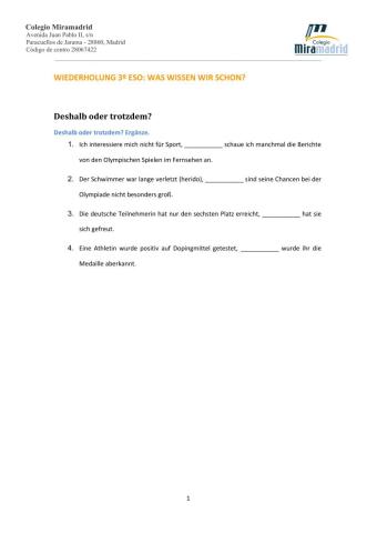 Konnektoren: Deshalb oder trotzdem