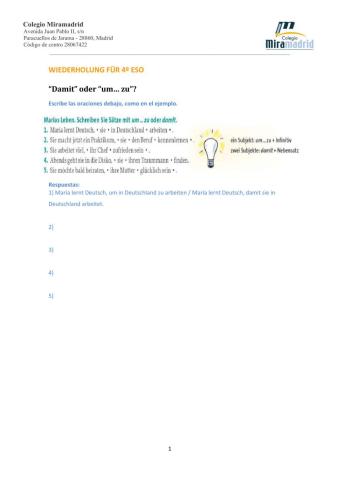 Sätze mit um...zu oder damit