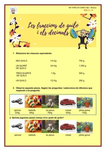 Les fraccions de quilo i els decimals