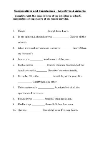 Comparative and Superlative Adjectives and Adverbs