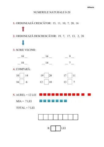 Numerele naturale 0-20