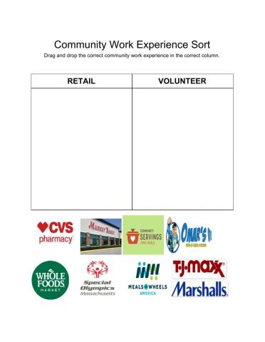 Community Work Experience Sort, 2