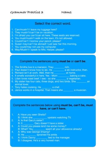 Grammar Practice 3. Workbook Activities