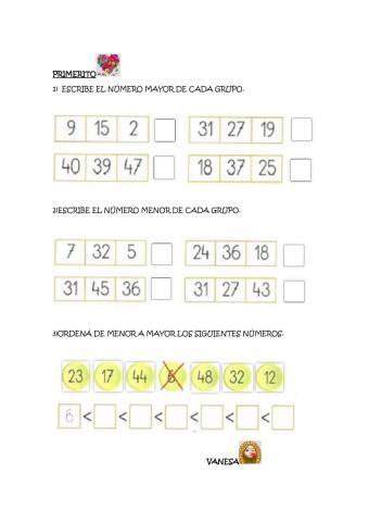 ORDENAR LOS NÚMEROS