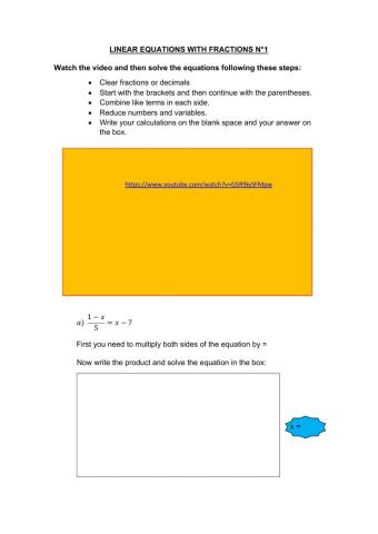 Linear equations with fraccions