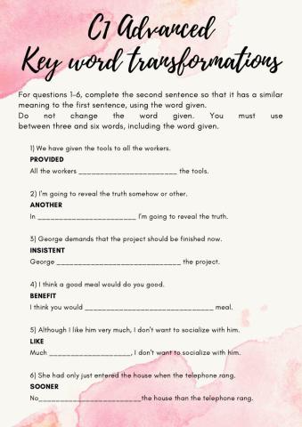 C1 Advanced - Key word transformations (16.07)