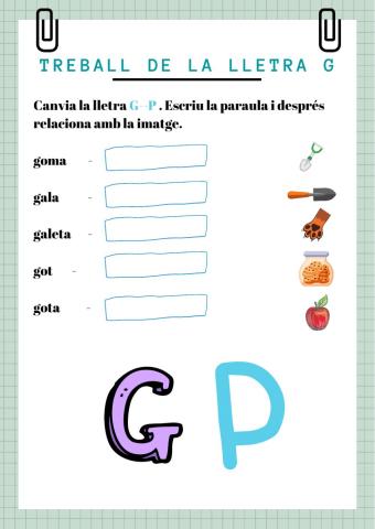 Canvia la lletra G-P