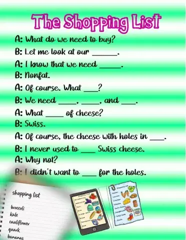 Shopping list Listening