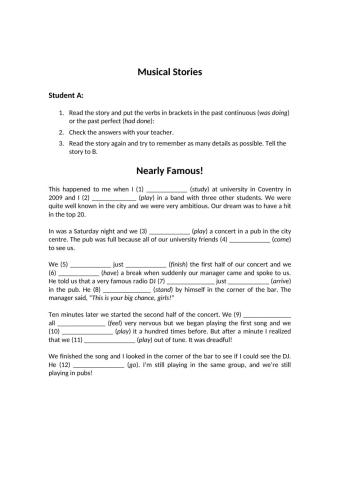 Past Perfect Musical Story A