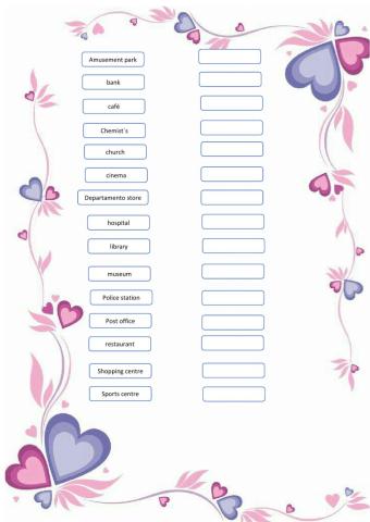 Vocabulario inglés lugares