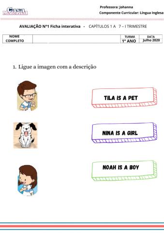 Avaliação 1  1°ano