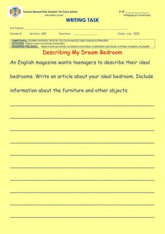 Writinng - My Dream Bedroom