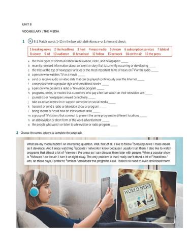 I 8 Vocabulary Unit 8A