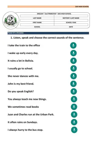Simple present tense - speaking