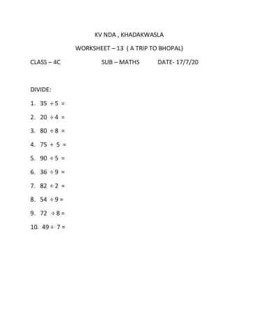 Division of two digits