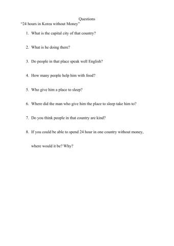 24 hours in Korea without money