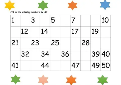 Missing Numbers to 50
