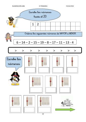 Numeración abn 1º primaria ficha 20