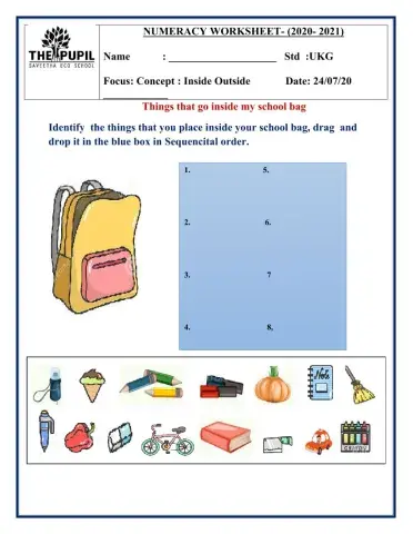 Things that go inside the school bag