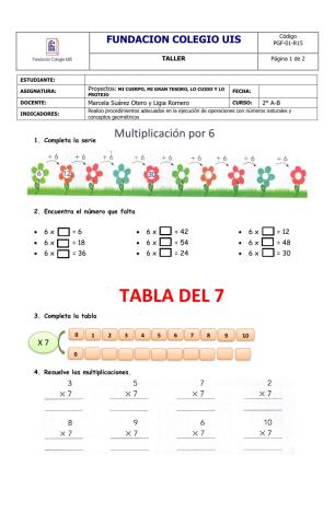 Taller tabla del 6 y del 7
