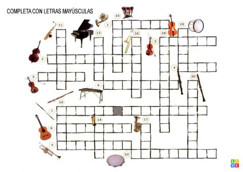 Crucigrama instrumentos de la orquesta
