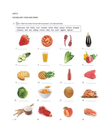 I4 Unit 8 Vocabulary Food and Drinks