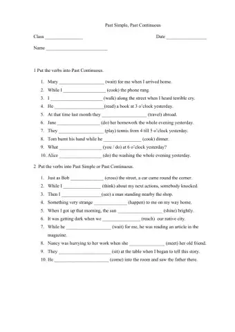 Past Simple, Past Continuous