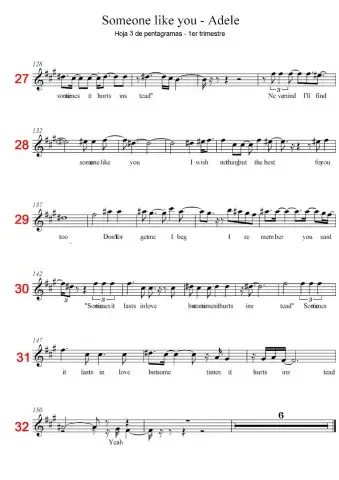 6º Hojas de Pentagramas 3-1 - Someone like you 27-32 de 32