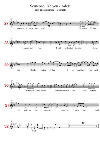 6º Hojas de Pentagramas 3-1 - Someone like you 27-32 de 32