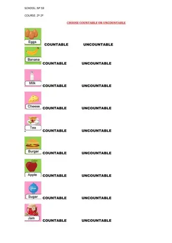Countable and uncountable nouns