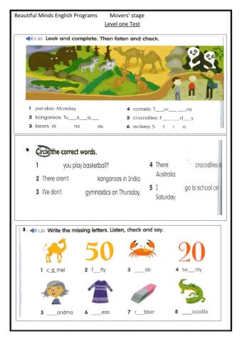 Movers's Level 1 Test