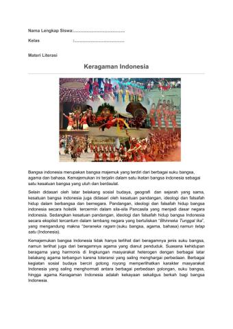 Literasi Keragaman Indonesia