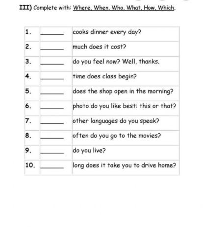 Teacher mai : question word