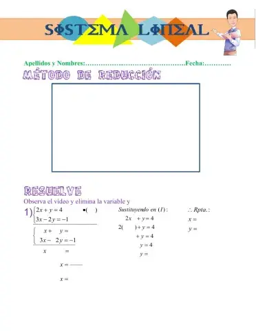 Sistema de dos ecuaciones con dos incógnitas - Método de Reducción