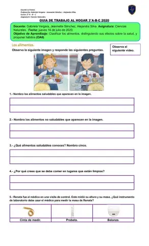 Clasificación de alimentos.