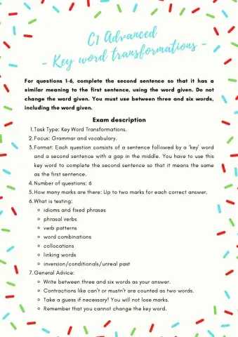 C1 Advanced - Key word transformations (2nd July)