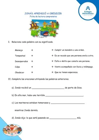Jonás aprende a obedecer - ficha