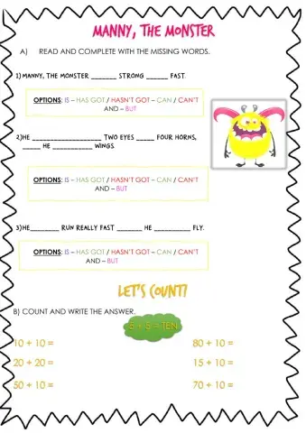 Manny, the monster + numbers!