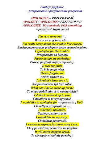 Funkcje językowe - przepraszanie
