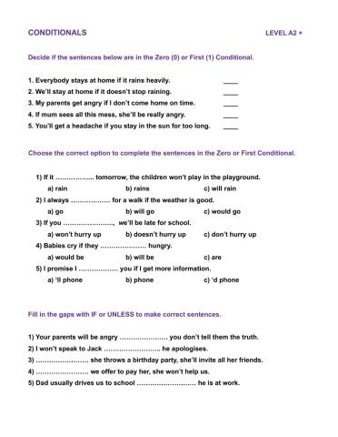 Conditionals LEVEL A2+
