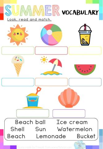 Look, read and match: Summer Vocabulary